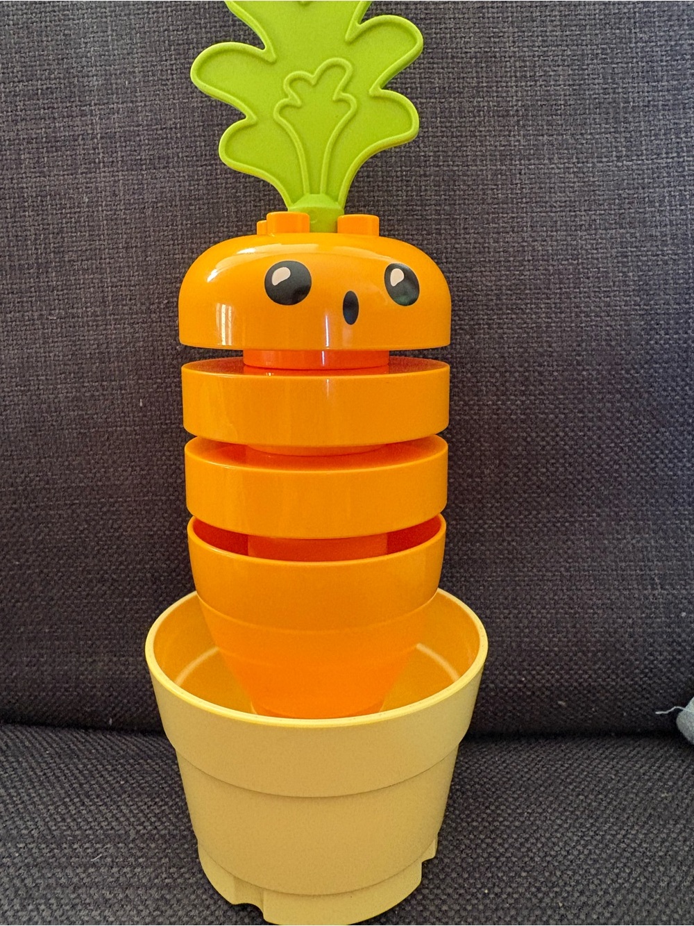 Lego Orange Carrot Stacking Toy with Green Top